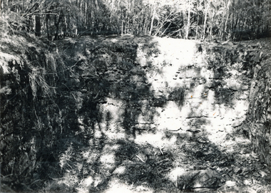 Photograph (sub-item) - Black and White, The remains of the illegal whisky still operated in the late 1800’s by gold miners.  Photo taken in 1984, 1984
