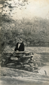 Photograph (sub-item) - Black and White, Mrs. A. Philpotts at Stane Brae in 1943, when her property was used as a R.A.A.F. base, c1943