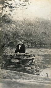 Photograph (sub-item) - Black and White, Mrs. A. Philpotts at Stane Brae in 1943, when her property was used as a R.A.A.F. base