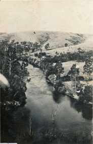 Photograph (sub-item) - Black and White, A view of the Yarra River from Wonga Park in 1929. [Mt Lofty in background, house is Mr. Witton’s ‘Crooning Waters’ at the confluence of Brushy Creek and Yarra River and what was to become Witton’s Reserve to the right, 1929