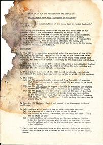 Document (Item) - Submission, Wonga Park: 1979 by Ray Brindle - Principles for the Appointment and Operation of the Hall Committee of Management - for consideration by the Residents' Association