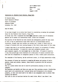 Document (Item) - Submission, Wonga Park: 6 August 1990 Submission by Flora Anderson to Shire of Lillydale re Penderel Court Reserve