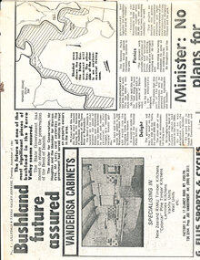 Work on paper - Newspaper cutting, Wonga Park: 17 Nov 1981 Lillydale and Yarra Valley Express: "Bushland future assured" re Acquisition of Yarra River frontage for State Park
