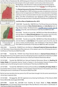 Document - Title History, Title History of Lot 52 Plan of Subdivision No 4315 Wonga Park