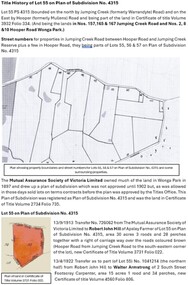 Document - Title History, Title History of Lot 55 Plan of Subdivision No 4315 Wonga Park