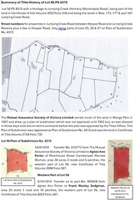 Document - Title History, Title History of Lot 56 Plan of Subdivision No 4315 Wonga Park