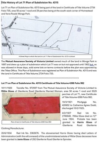 Document - Title History, Title History of Lot 71 PS 4315 Wonga Park