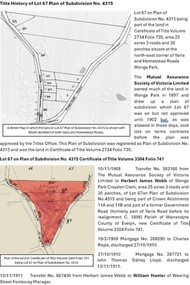 Document - Title History, Title History of Lot 67 Plan of Subdivision No. 4315 Wonga Park