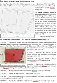 Document - Title History, Title History of Lot 44 on Plan of Subdivision 4315 Wonga Park