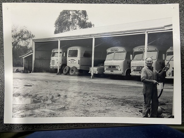 Photograph - Black and White Photo of, Bus garage possibly at Chirnside Park
