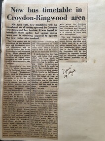 Newspaper - Newspaper cutting, Express 29/5/1964 "New Bus Timetable in Croydon - Ringwood Area"