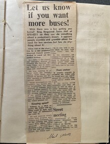 Newspaper - Newspaper cutting, Mail 5/11/1969 "Let us know if you want more buses!"