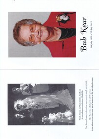 Document - Funeral Order of Service, of Gloria “Bub” Kear born 9/7/1920 died 7/7/2015