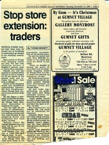 Newspaper - Cutting, from the Lillydale & Yarra Valley Express, "Stop store extension: traders”