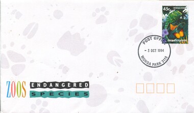 Work on paper - Unaddressed envelope, being the first stamped at the Wonga Park Village Post Office. Postal licensee Margaret Fankhauser
