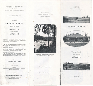 Flyer - Brochure for Sale, by Auction on the 4th November 1940 by C.L.M. Cock of “Yarra Brae”