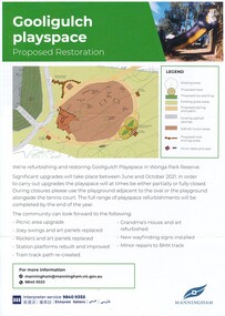 Flyer - 2021 Manningham City Council information sheet, “Gooligulch playspace Proposed Restoration” to take place between June and October 2021