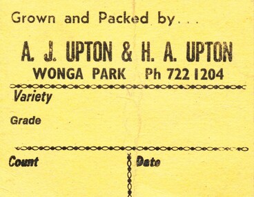 Card - Fruit Box Label, A.J. & H.A. Upton