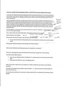 Document - An annotated interview question sheet, for an interview on 12/9/2023 of Jeanette Smith a daughter of Horace Albert “Horrie” Smith