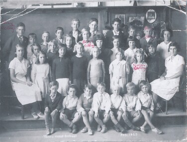 Photograph - Yarra Road State School, students Feb 1935 with Ray, Max, Beryl and Norma Collings named thereon