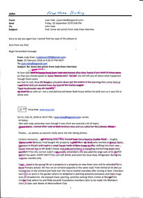 Letter - A printed copy of an email dated 25/2/2018 from Judy Knee to Joan Hale, with corrections re interview by Joan of Judy