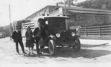Photograph - Herb and Ken Beavis and Norm and Ruby Byers, with Chevy ute c1927