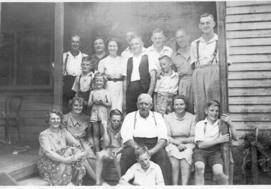 Photograph - Christmas 1946, gathering of the Beavis, Cuthill, Croft and Pump familys