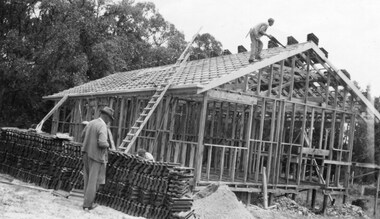 Photograph - Graeme and Jan Beavis' house, at Yarra Rd Croydon under construction