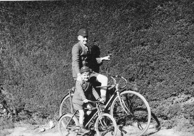 Photograph - Graeme and Ken Beavis, on bicycles c. late 1930s