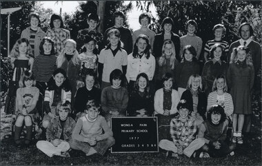 Newsletter - Black and White, Wonga Park State School 1977 pupils Grades 3, 4, 5 & 6