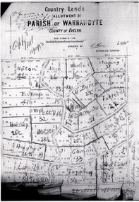 Map - Jan1889 Map, of 10 acre subdivision of allotment P9 Parish of Warrandyte (Wonga Park)