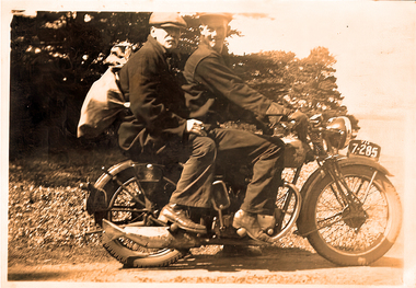Photograph - Francis George Faram of Wonga Park on motorcycle, of Wonga Park on motorcycle