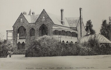 Pencil drawing, Pencil sketch of Bishop's Palace Ballarat 1984, 1984
