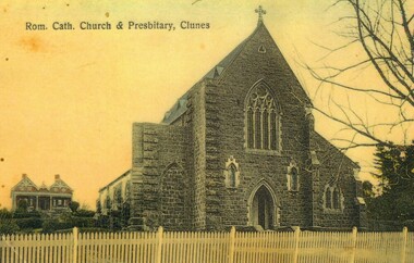 Postcard, Postcard of Roman Catholic church & Presbytery Clunes