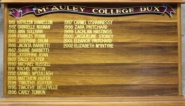 Honour Board, Honour Board McAuley College