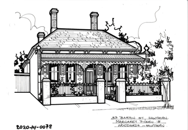Drawing - Property Illustration, 33 Barton Street, Hawthorn, 1988