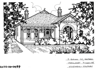 Drawing - Property Illustration, 3 Brook Street, Hawthorn, 1994