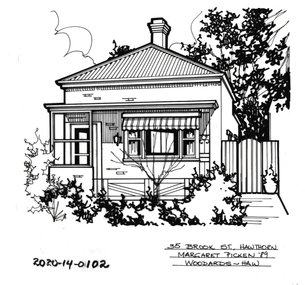 Drawing - Property Illustration, 35 Brook Street, Hawthorn, 1989