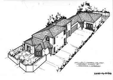 Drawing - Property Illustration, 1 & 2/ 1 Campbell Grove, Hawthorn East, 1989
