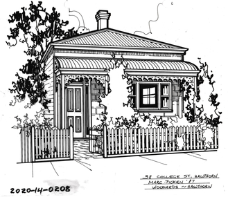 Drawing - Property Illustration, 38 College Street, Hawthorn, 1987
