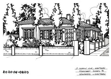 Drawing - Property Illustration, 3 Coppin Grove, Hawthorn, 1990