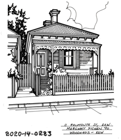 Drawing - Property Illustration, 11 Falmouth Street, Hawthorn, 1990