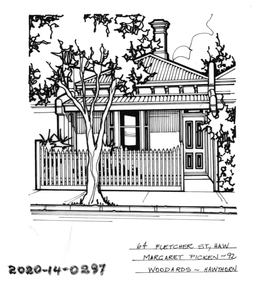 Drawing - Property Illustration, 64 Fletcher Street, Hawthorn East, 1992