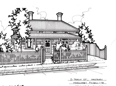 Drawing - Property Illustration, 2 Percy Street, Hawthorn, 1993