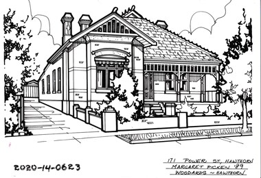 Drawing - Property Illustration, 171 Power Street, Hawthorn, 1993