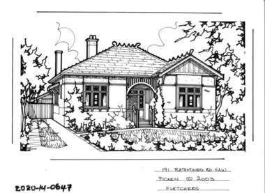 Drawing - Property Illustration, 191 Rathmines Road, Hawthorn East, 1993