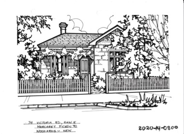 Drawing - Property Illustration, 74 Victoria Road, Hawthorn East, 1993