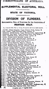 Ferntree Gully Electorate 1919 Electoral Roll