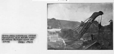 Photograph - North Melbourne Wrecking Crane, Retrieving loco 16A after over-running buffer stop at Upper Ferntree Gully
