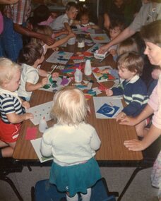Photograph, Park Orchards Community Centre & Learning Centre Playgroup 1984, children creating art at a table